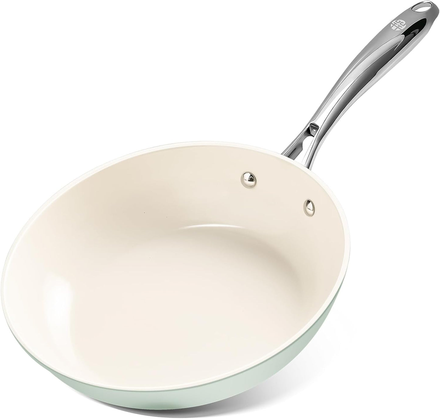 フライパン 24cm 軽量 高熱効率 IH ガス火対応 PFOA PFOS フリー セラミックコーティングフライパン こびりつきにくい こげつきにくい お手入れ簡単 食洗機対応 (ライトグリーン, 24cm)