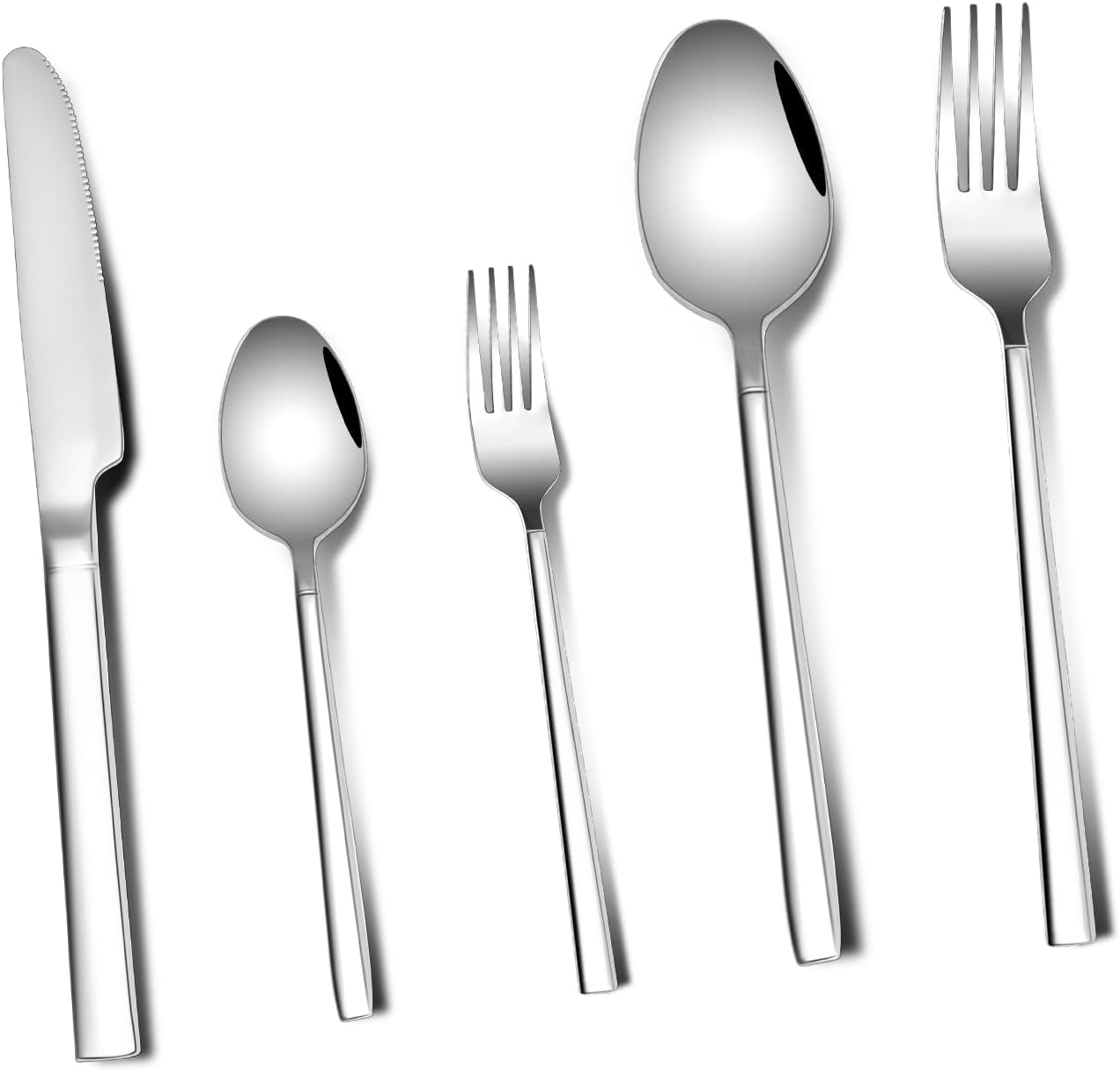 カトラリーセット ステンレス製 ナイフ フォーク スプーン 5本セット 食器セット 軽量 通勤 通学 遠足 携帯便利 家庭用 キャンプ用 光沢感 耐久性 食洗器対応
