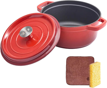 ホーロー鍋 24cm 両手鍋 無水調理鋳物鍋 蓋付き キャセロール IH対応 ガス火・オーブン可 煮る 茹でる 蒸す 揚げる 多機能 家庭用