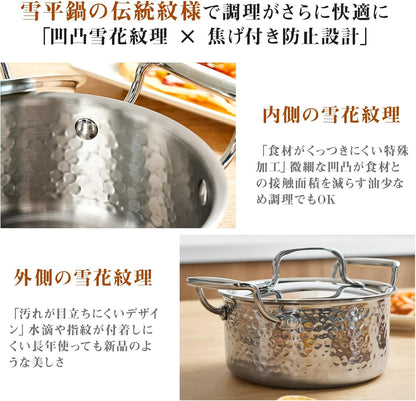 両手鍋 16cm 深鍋 ih対応 小鍋 蓋付 深型 卓上鍋 カレー鍋 ガス火対応 焦げ付きにくい お手入れ簡単 料理 煮物 おでん 調理器具 多機能