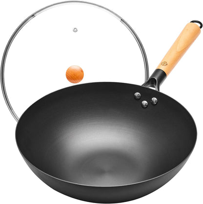 中華鍋 32cm 炒め鍋 深型 鉄鍋 IH ガス対応 業務用 家庭用 蓋付き 焦げ付き防止 お手入れ簡単 中華料理 多機能