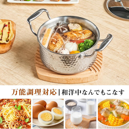 両手鍋 16cm 深鍋 ih対応 小鍋 蓋付 深型 卓上鍋 カレー鍋 ガス火対応 焦げ付きにくい お手入れ簡単 料理 煮物 おでん 調理器具 多機能