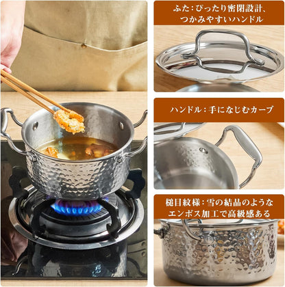 両手鍋 16cm 深鍋 ih対応 小鍋 蓋付 深型 卓上鍋 カレー鍋 ガス火対応 焦げ付きにくい お手入れ簡単 料理 煮物 おでん 調理器具 多機能